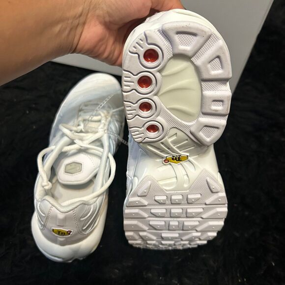NIKE Air Max Plus white lace up shoes sneakers mens 7Y new - Picture 5 of 7